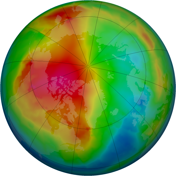 Arctic ozone map for 16 January 2012